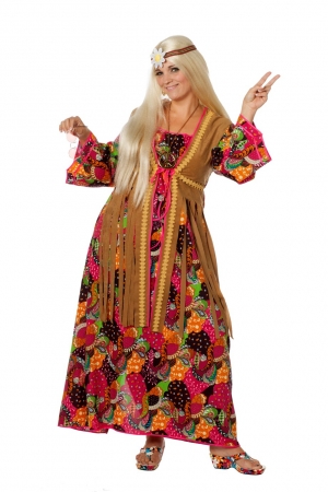 70er Jahre Oversized Hippiekleid fr Damen bergrenkostm Faschingskleid